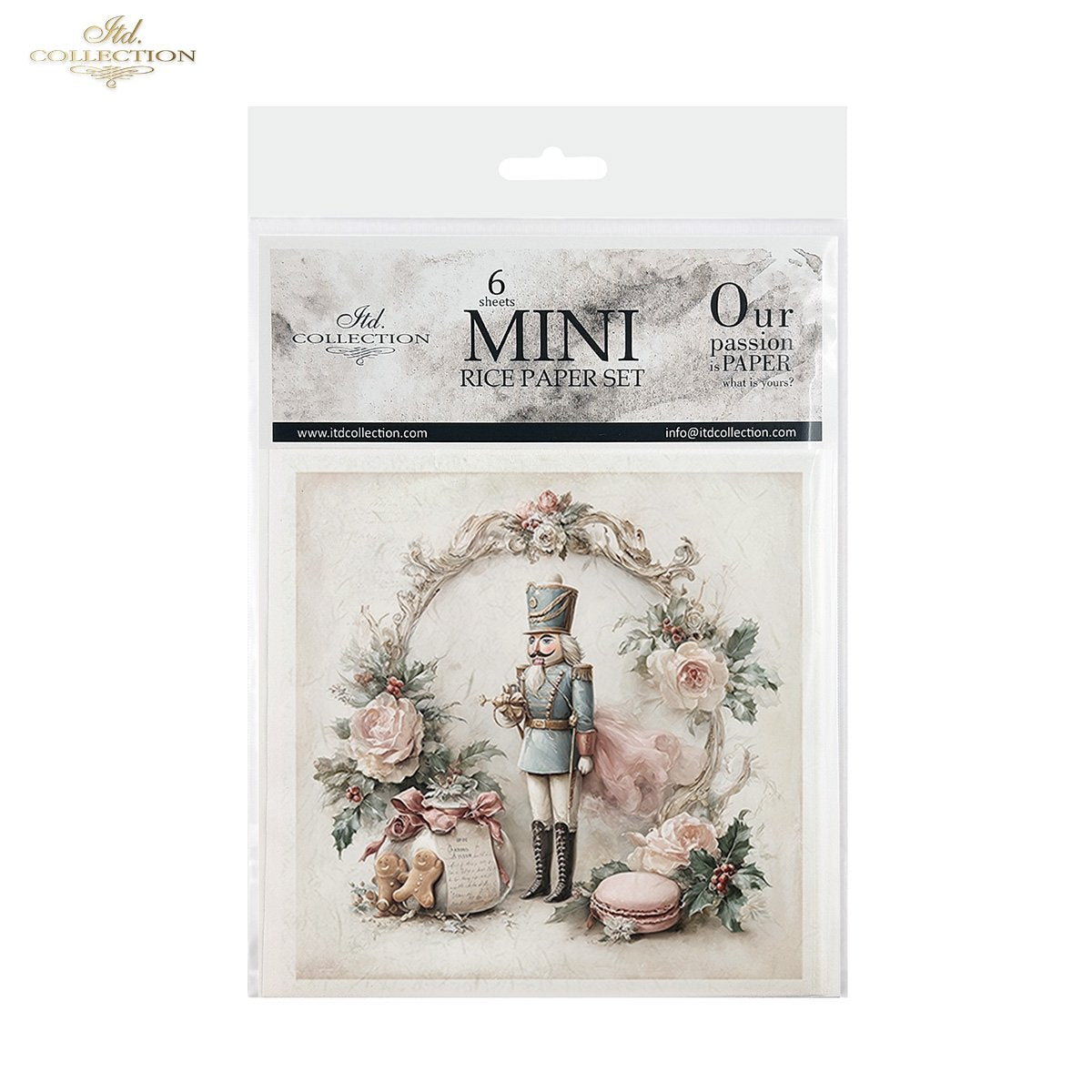 IITD Collection Rice Paper Mini Set | Decoupage, Mixed Media, Watercolor Christmas Retro Decorations, 6 Sheets 5.8 x 5.8 inches