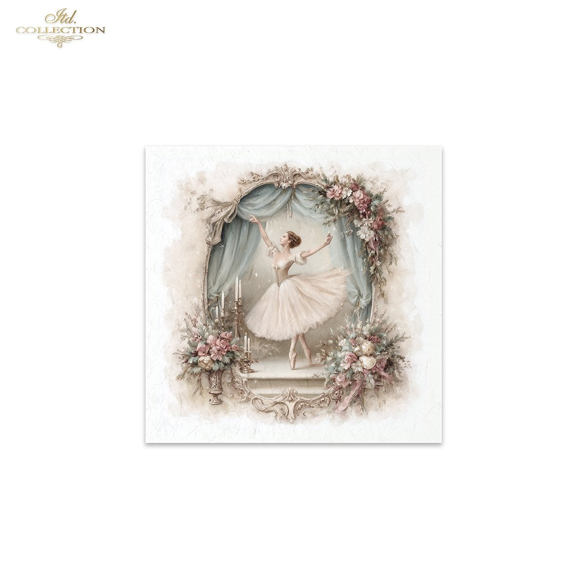 ITD Collection Rice Paper Mini Set | Decoupage, Mixed Media, Watercolor Dancers, Ballerinas, Flowers, 6 Sheets 5.8 x 5.8 inches
