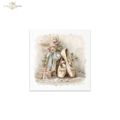 ITD Collection Rice Paper Mini Set | Decoupage, Mixed Media, Watercolor Dancers, Ballerinas, Flowers, 6 Sheets 5.8 x 5.8 inches