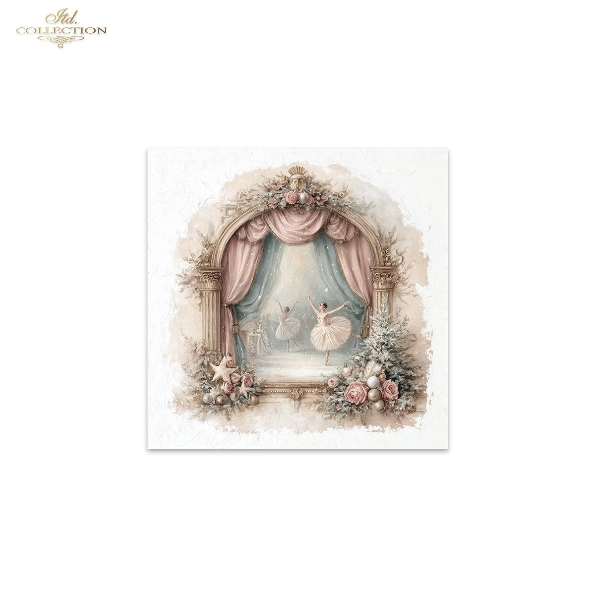 ITD Collection Rice Paper Mini Set | Decoupage, Mixed Media, Watercolor Dancers, Ballerinas, Flowers, 6 Sheets 5.8 x 5.8 inches