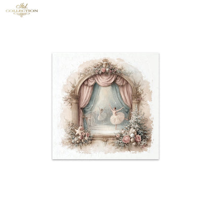 ITD Collection Rice Paper Mini Set | Decoupage, Mixed Media, Watercolor Dancers, Ballerinas, Flowers, 6 Sheets 5.8 x 5.8 inches