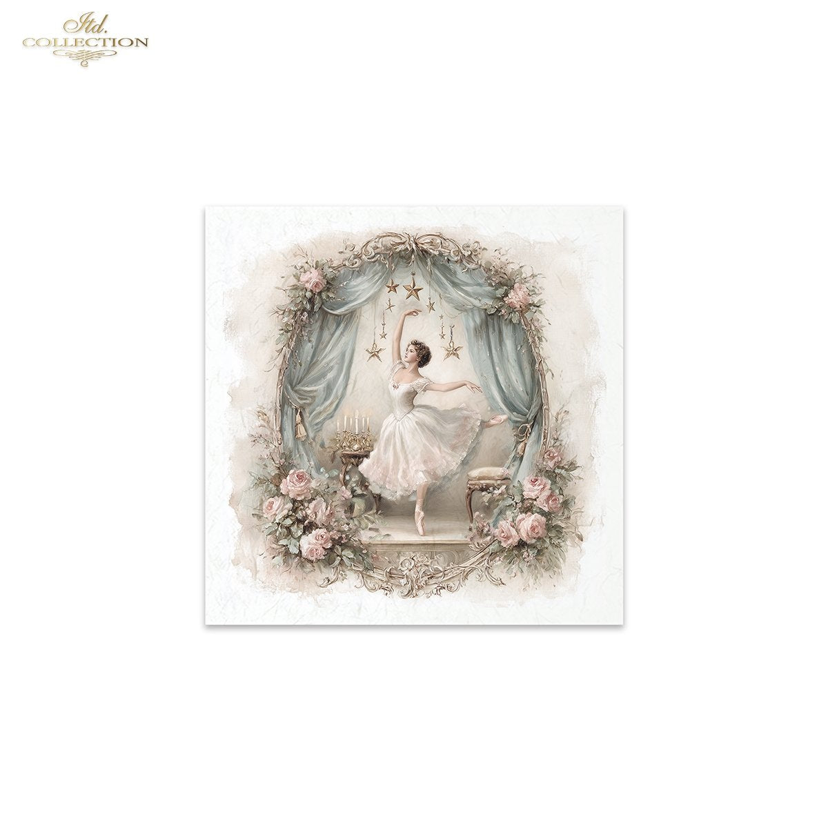 ITD Collection Rice Paper Mini Set | Decoupage, Mixed Media, Watercolor Dancers, Ballerinas, Flowers, 6 Sheets 5.8 x 5.8 inches