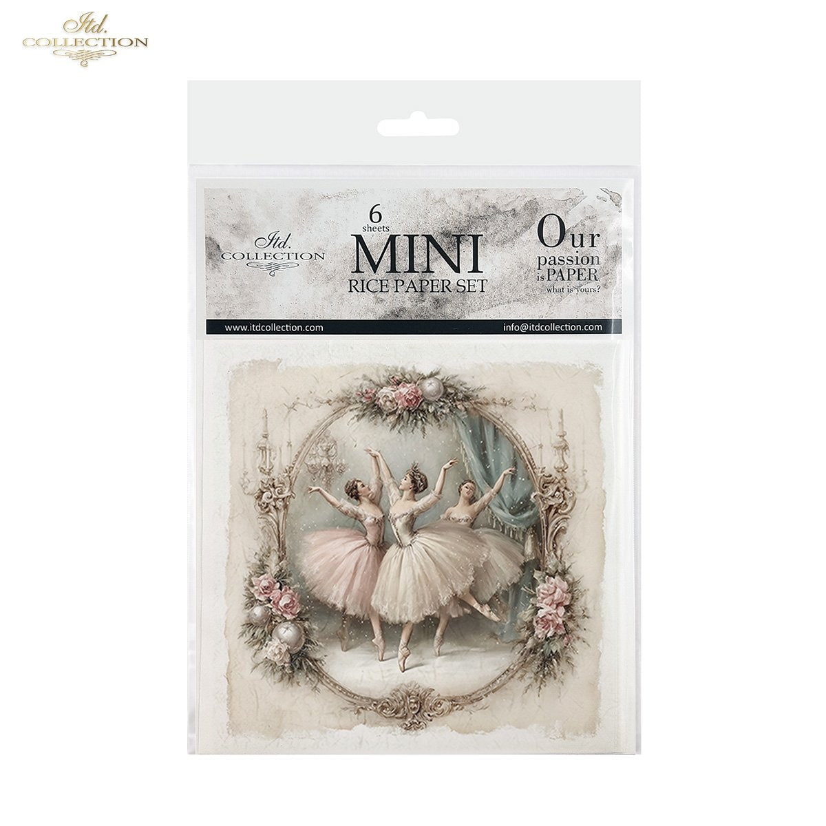 ITD Collection Rice Paper Mini Set | Decoupage, Mixed Media, Watercolor Dancers, Ballerinas, Flowers, 6 Sheets 5.8 x 5.8 inches