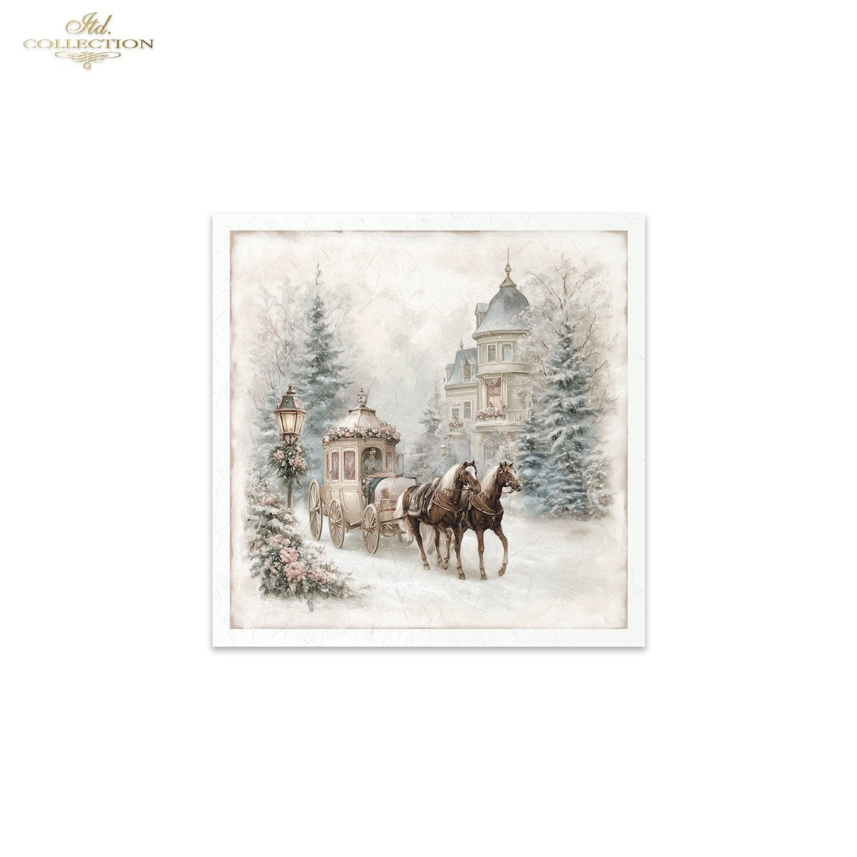 ITD Collection Rice Paper Mini Set | Decoupage, Mixed Media, Watercolor Christmas Retro Tenement Houses, Winter Village, 6 Sheets 5.8 x 5.8
