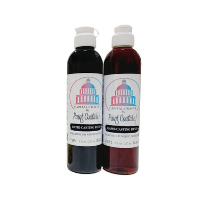 Paint Couture, Rapid Casting Resin Set, White, Black, Capital Crafts, Two Step Component, 8 oz, Synthetic Urethane, Made in USA Paint Couture!