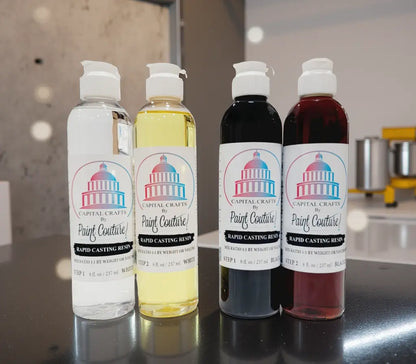 Paint Couture, Rapid Casting Resin Set, White, Black, Capital Crafts, Two Step Component, 8 oz, Synthetic Urethane, Made in USA Paint Couture!