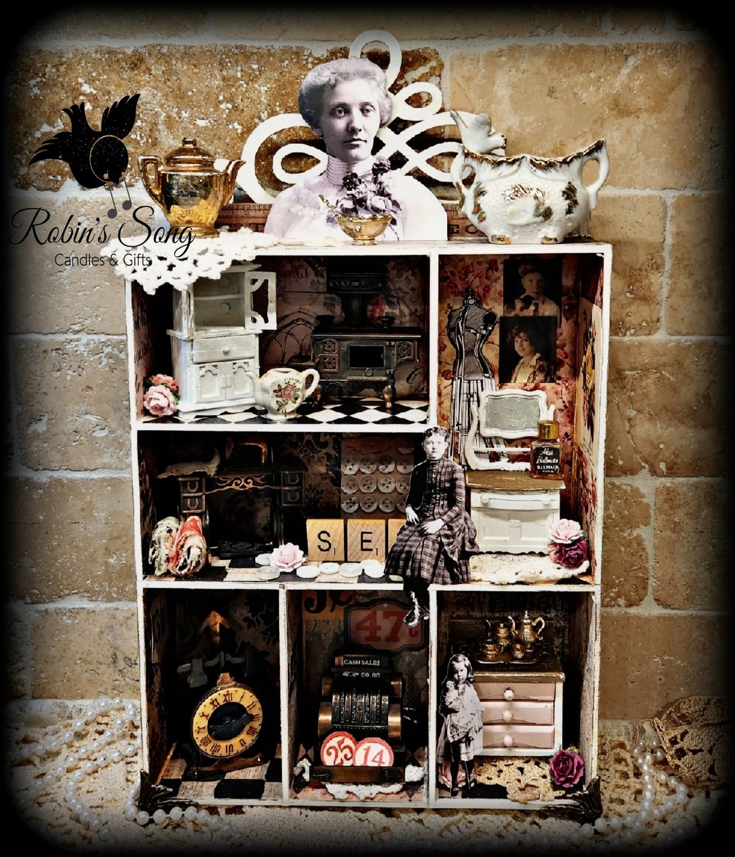 Laser Cut, MDF, Buildable, Vintage Style, Shadow Box with compartments, Blank, Base, Decoupage, Mixed Media, Crafts, 8.5"w x 14.5"h x 2.5"d