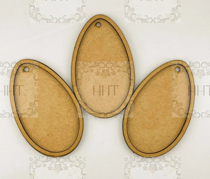 Laser Cut MDF, Easter Egg, Blank, Base, Ornament, Frame Overlay, 2 piece, Set of 3, Craft, Canvas, Decoupage, Mixed Media, 2 3/4"w x 4 1/2" Handcrafted Holiday Traditions