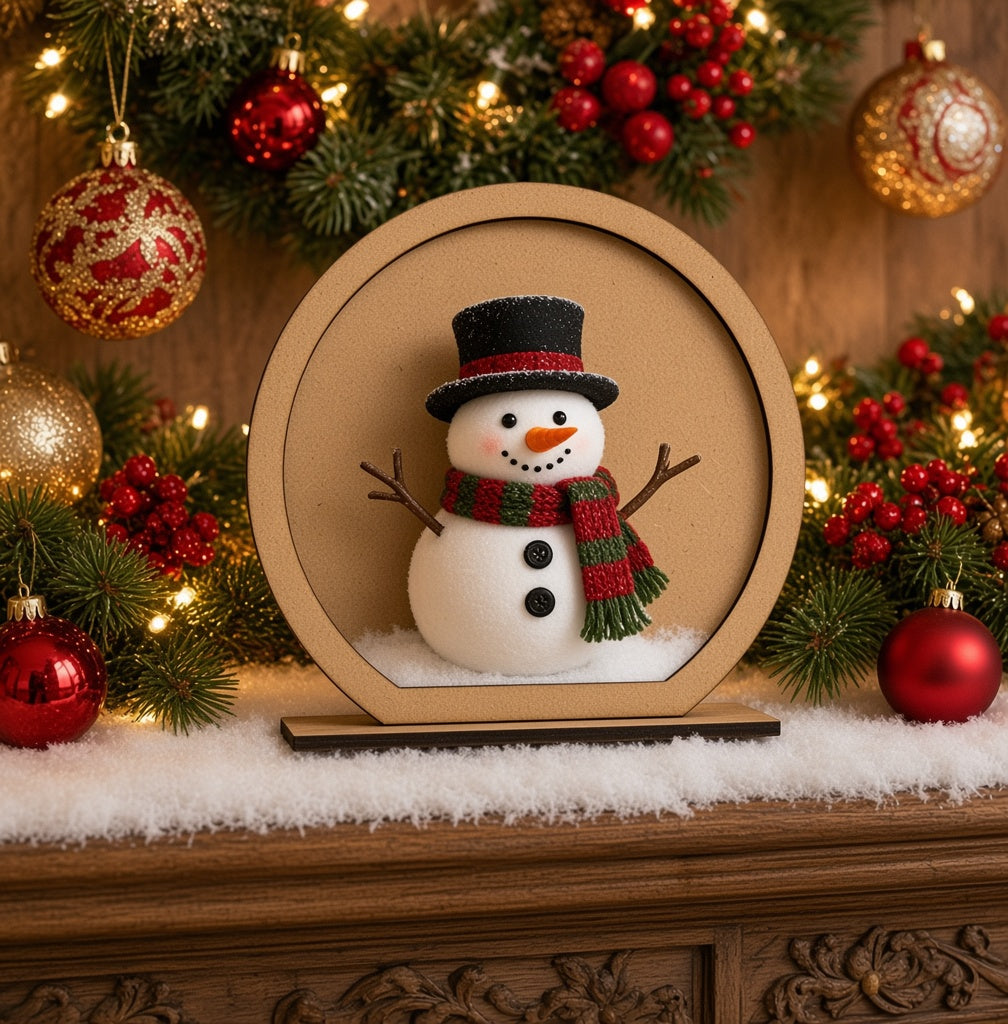 Laser Cut, MDF, Blank, Base, Standing, Snowball, Christmas, Decoupage, Mixed Media, Winter, Holiday, Decorations, 5" x 4.5"