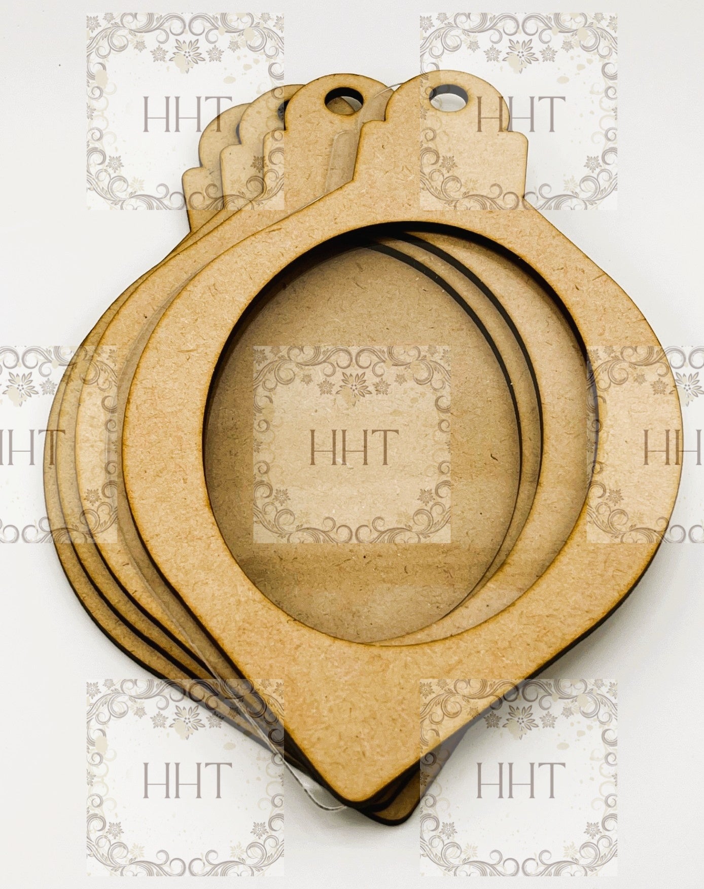 Laser Cut, MDF, Oval, Shaker Ornament, Vintage Style, Christmas, Ornament, Base, Blank, frame 5 pc, Decoupage, Mixed Media, 4 3/4" x 7 3/4"