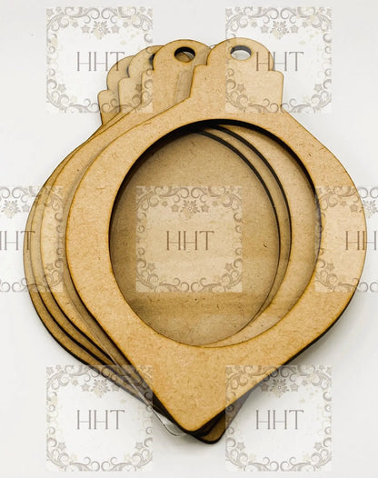 Laser Cut, MDF, Oval, Shaker Ornament, Vintage Style, Christmas, Ornament, Base, Blank, frame 5 pc, Decoupage, Mixed Media, 4 3/4" x 7 3/4" Handcrafted Holiday Traditions