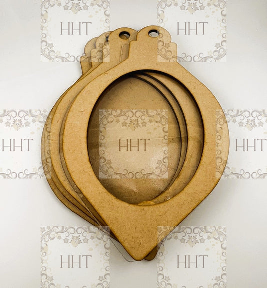 Laser Cut, MDF, Oval, Shaker Ornament, Vintage Style, Christmas, Ornament, Base, Blank, frame 5 pc, Decoupage, Mixed Media, 4 3/4" x 7 3/4"