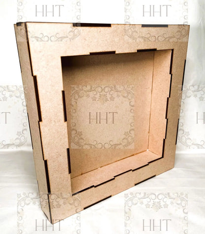 Laser Cut, MDF, Buildable Kit, Shadow Box, Square, Display, Blank, Base, Decoupage, Mixed Media, Crafts, Altered Art Kit, 10" x 10" Handcrafted Holiday Traditions