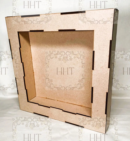 Laser Cut, MDF, Buildable Kit, Shadow Box, Square, Display, Blank, Base, Decoupage, Mixed Media, Crafts, Altered Art Kit, 10" x 10" Handcrafted Holiday Traditions