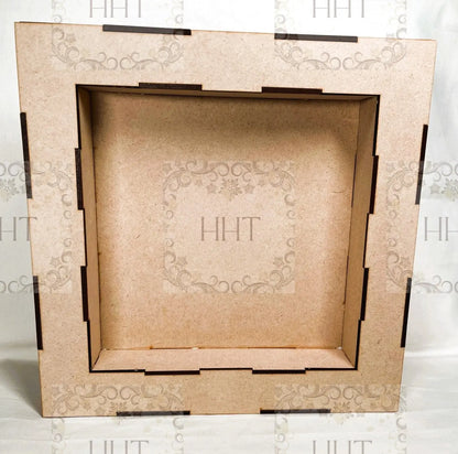 Laser Cut, MDF, Buildable Kit, Shadow Box, Square, Display, Blank, Base, Decoupage, Mixed Media, Crafts, Altered Art Kit, 10" x 10" Handcrafted Holiday Traditions