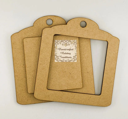 Laser Cut, MDF, Square, Framed Gift Tag, Ornament, Base, Blank, 3 pc, Decoupage, Mixed Media, Crafts, 5" x 5 1/2" Handcrafted Holiday Traditions
