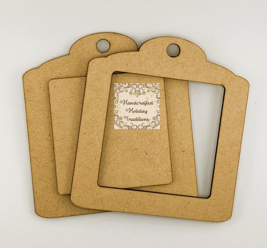 Laser Cut, MDF, Square, Framed Gift Tag, Ornament, Base, Blank, 3 pc, Decoupage, Mixed Media, Crafts, 5" x 5 1/2"