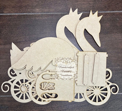 Laser Cut, MDF, Buildable, Swan, Princess, Chariot, Carriage, Blank, Base, Decoupage, Mixed Media, Crafts, 10"w x 9 1/2"h x 3 1/4"d Handcrafted Holiday Traditions