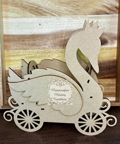 Laser Cut, MDF, Buildable, Swan, Princess, Chariot, Carriage, Blank, Base, Decoupage, Mixed Media, Crafts, 10"w x 9 1/2"h x 3 1/4"d Handcrafted Holiday Traditions