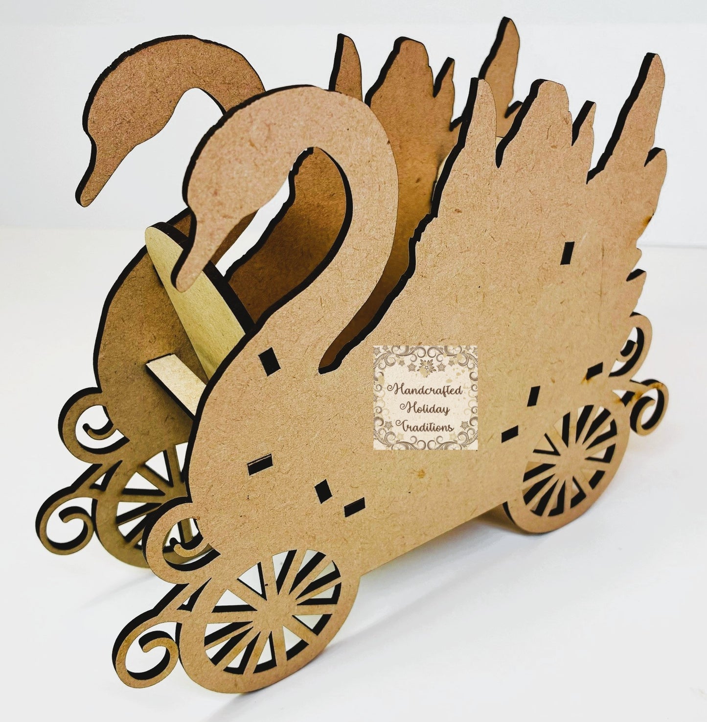 Laser Cut MDF IOD Casting Swan Princess Carriage, Buildable Base for Decoupage, Mixed Media Crafts, Chariot, Blank DIY Art Piece