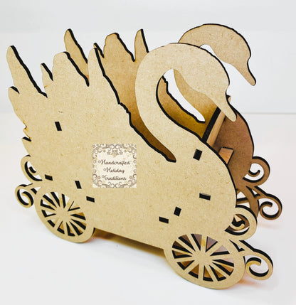 Laser Cut MDF IOD Casting Swan Princess Carriage, Buildable Base for Decoupage, Mixed Media Crafts, Chariot, Blank DIY Art Piece