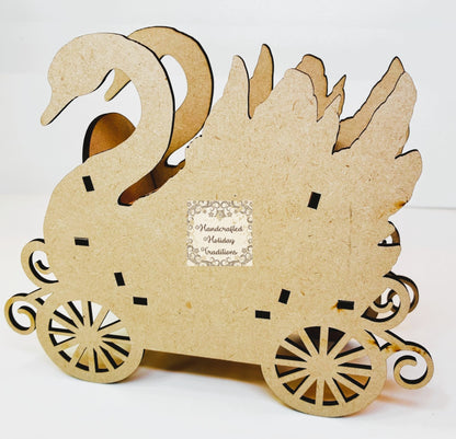Laser Cut MDF IOD Casting Swan Princess Carriage, Buildable Base for Decoupage, Mixed Media Crafts, Chariot, Blank DIY Art Piece
