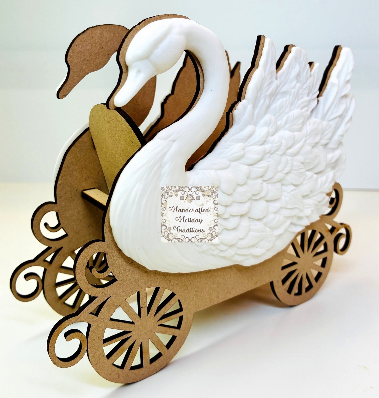 Laser Cut MDF IOD Casting Swan Princess Carriage, Buildable Base for Decoupage, Mixed Media Crafts, Chariot, Blank DIY Art Piece