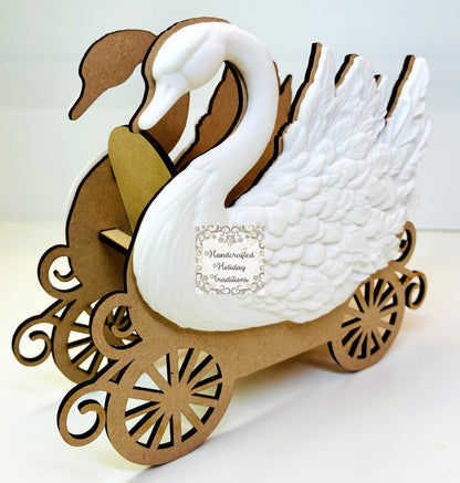 Laser Cut MDF IOD Casting Swan Princess Carriage, Buildable Base for Decoupage, Mixed Media Crafts, Chariot, Blank DIY Art Piece