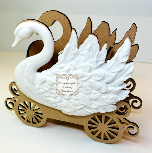 Laser Cut MDF IOD Casting Swan Princess Carriage, Buildable Base for Decoupage, Mixed Media Crafts, Chariot, Blank DIY Art Piece