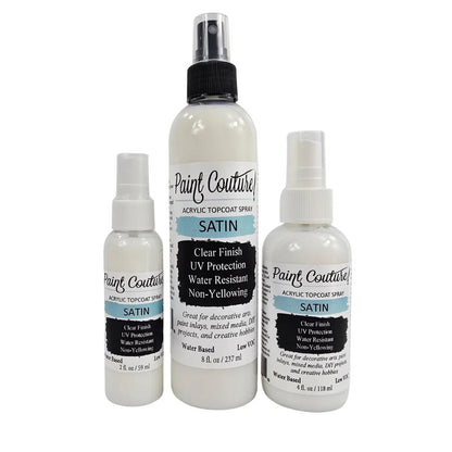 Paint Couture, Clear Acrylic Spray, Topcoat, Fine Mist Varnish, Satin, Gloss Finish