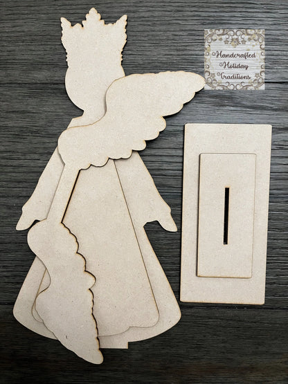 Laser Cut, MDF, Angel Shelf Sitter made for IOD Castings, Decoupage, Crafts, Mixed Media, 12"w x 13"h Handcrafted Holiday Traditions