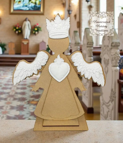 Laser Cut, MDF, Angel Shelf Sitter made for IOD Castings, Decoupage, Crafts, Mixed Media, 12"w x 13"h Handcrafted Holiday Traditions