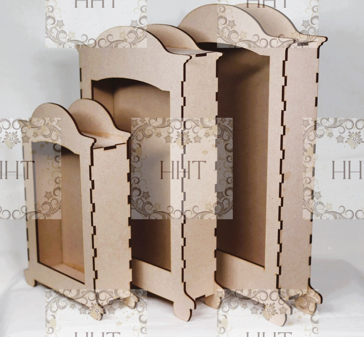 Laser Cut, MDF, Buildable, Shadow Box, Shrine, Alter, Display, Blank, Base, Decoupage, Mixed Media, Crafts, 3 Sizes, Altered Art Kit