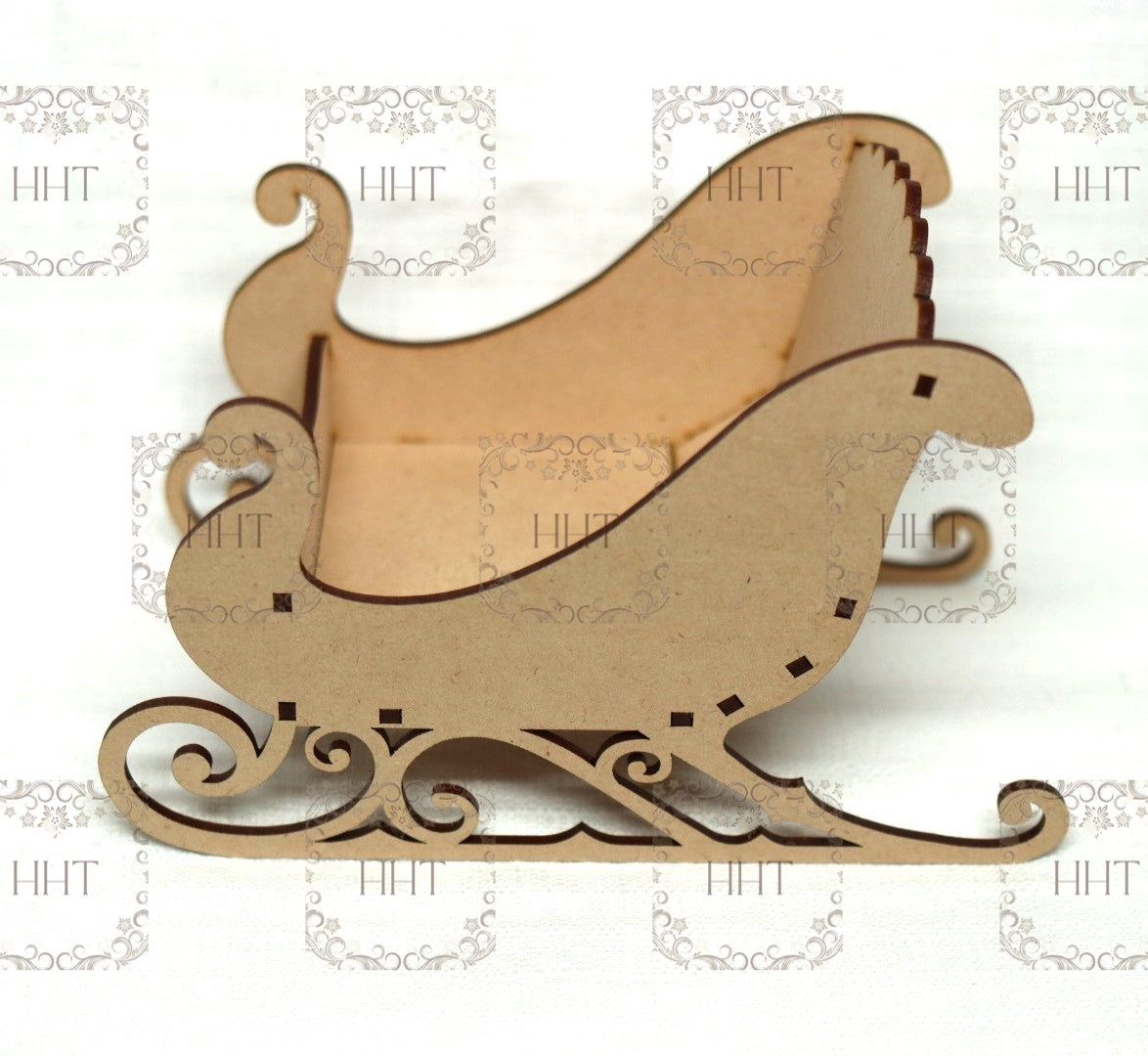 Laser Cut MDF, Christmas, Sleigh, Kit, Craft, Base, Blank, Canvas, Decoupage, Mixed Media, Paintable, 4.5"w x 7"l x 4"h