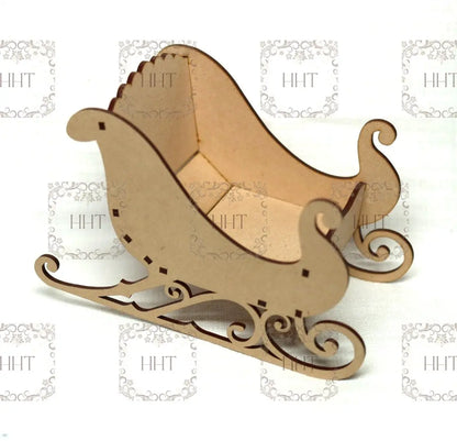 Laser Cut MDF, Christmas, Sleigh, Kit, Craft, Base, Blank, Canvas, Decoupage, Mixed Media, Paintable, 4.5"w x 7"l x 4"h Handcrafted Holiday Traditions