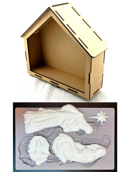 Laser Cut MDF, Nativity Barn, Nativity Scene, Shadow Box, Limited Edition, Buildable Blank Base for Decoupage, Crafts, Mixed Media, 2 sizes