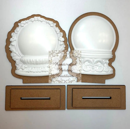 Laser Cut, MDF, Blank, Base, Standing, Snow Globe, IOD Castings, Christmas, Decoupage, Mixed Media, Winter, Holiday, Decorations, Set of 2 Handcrafted Holiday Traditions