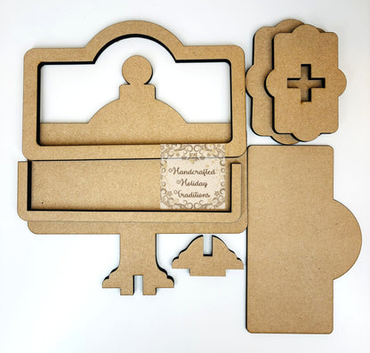 Laser Cut MDF Unfinished Standing Table Sign Kit for Decoupage, Mixed Media, Crafts, 6 1\8"w x 6 3\4"h Ready to Paint
