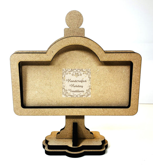 Laser Cut MDF Unfinished Standing Table Sign Kit for Decoupage, Mixed Media, Crafts, 6 1\8"w x 6 3\4"h Ready to Paint