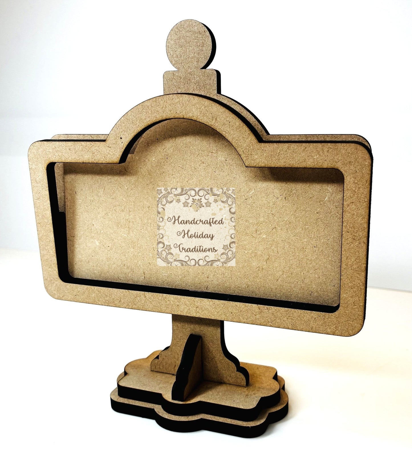 Laser Cut MDF Unfinished Standing Table Sign Kit for Decoupage, Mixed Media, Crafts, 6 1\8"w x 6 3\4"h Ready to Paint
