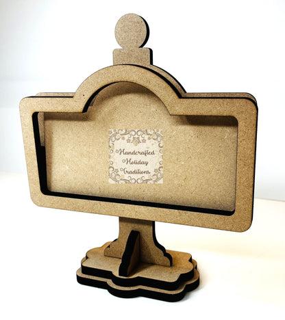 Laser Cut MDF Unfinished Standing Table Sign Kit for Decoupage, Mixed Media, Crafts, 6 1\8"w x 6 3\4"h Ready to Paint