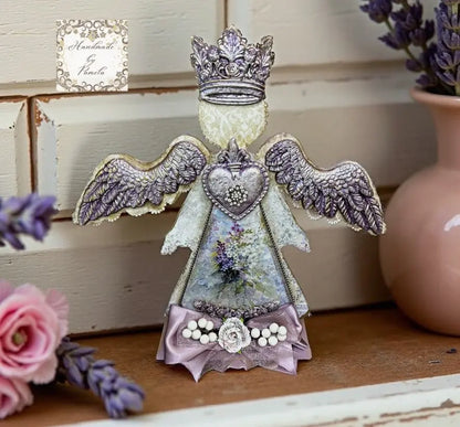 Laser Cut, MDF, Angel Shelf Sitter made for IOD Castings, Decoupage, Crafts, Mixed Media, 12"w x 13"h Handcrafted Holiday Traditions