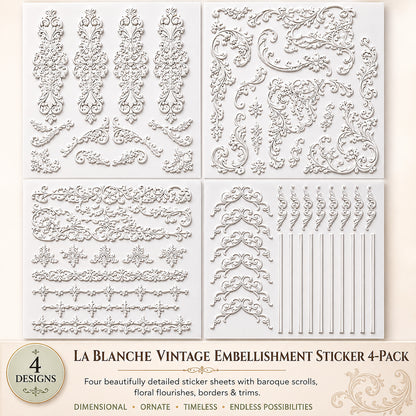LaBlanche, 2026 Release, Vintage Style 3D Stickers, Embellishments, Mixed Media Art