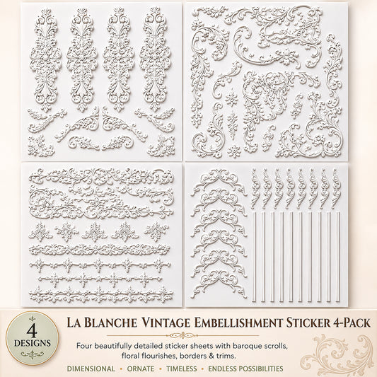 LaBlanche, 2026 Release, Vintage Style 3D Stickers, Embellishments, Mixed Media Art
