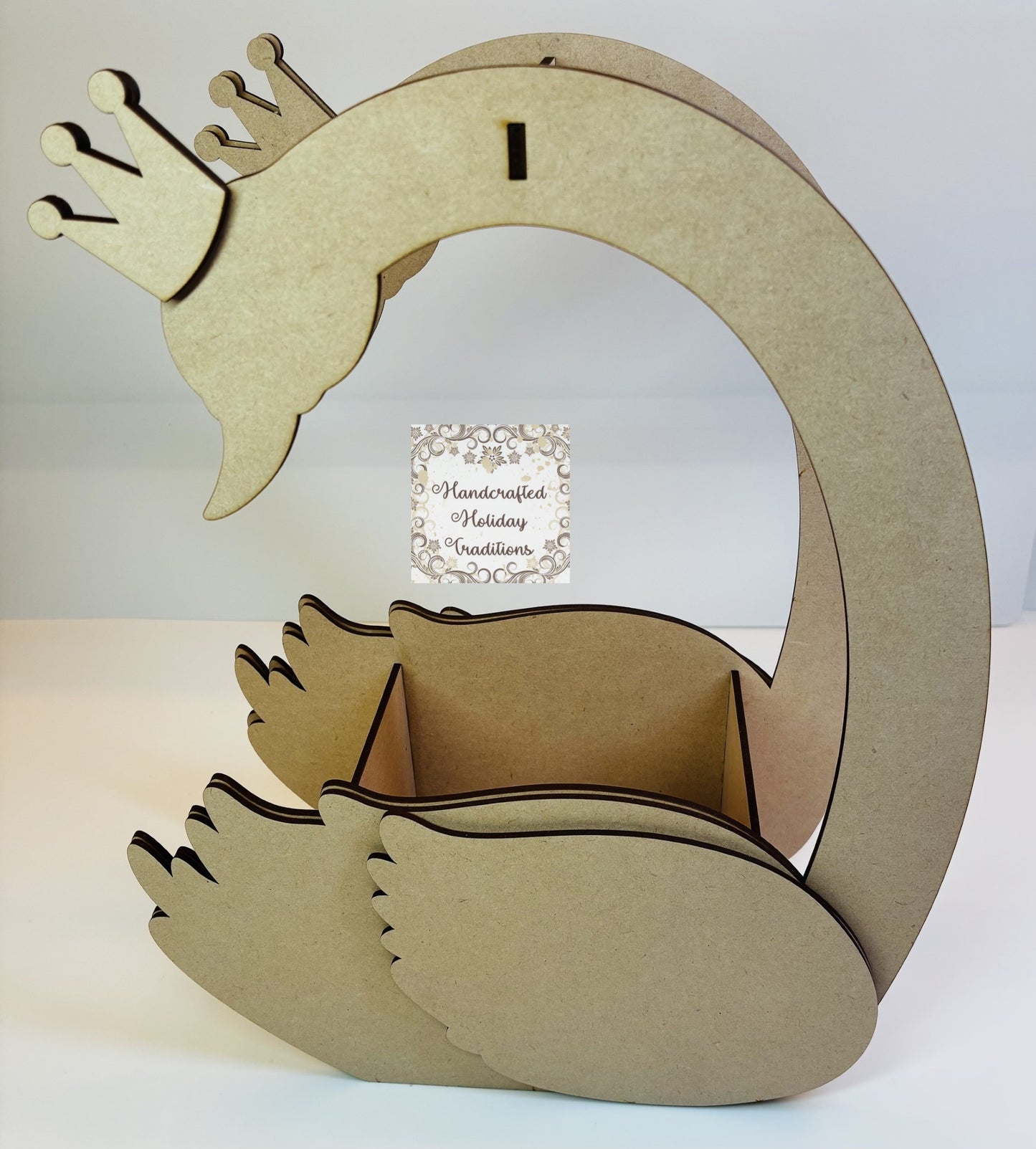 Laser Cut MDF Swan Basket, Buildable, Craft, Base, Blank, Canvas, Decoupage, Mixed Media, Paintable, 12 pieces
