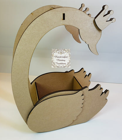 Laser Cut MDF Swan Basket, Buildable, Craft, Base, Blank, Canvas, Decoupage, Mixed Media, Paintable, 12 pieces