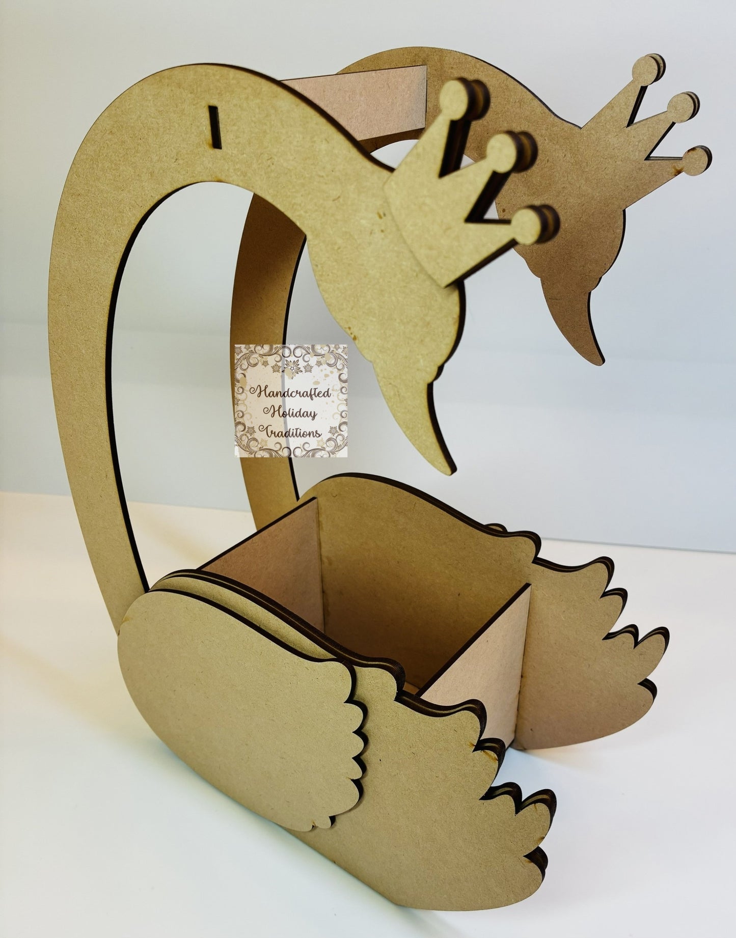 Laser Cut MDF Swan Basket, Buildable, Craft, Base, Blank, Canvas, Decoupage, Mixed Media, Paintable, 12 pieces