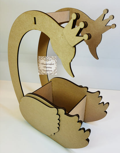 Laser Cut MDF Swan Basket, Buildable, Craft, Base, Blank, Canvas, Decoupage, Mixed Media, Paintable, 12 pieces