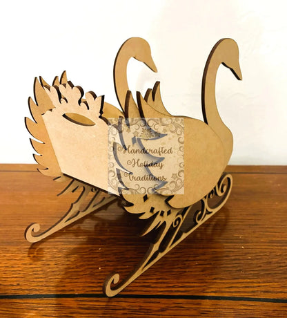 Laser Cut, MDF, Buildable, Swan, Princess, Winter, Sleigh, Christmas, Buildable, Blank, Base, Decoupage, Mixed Media, 7"w x 6 1/2"h x 4"d Handcrafted Holiday Traditions