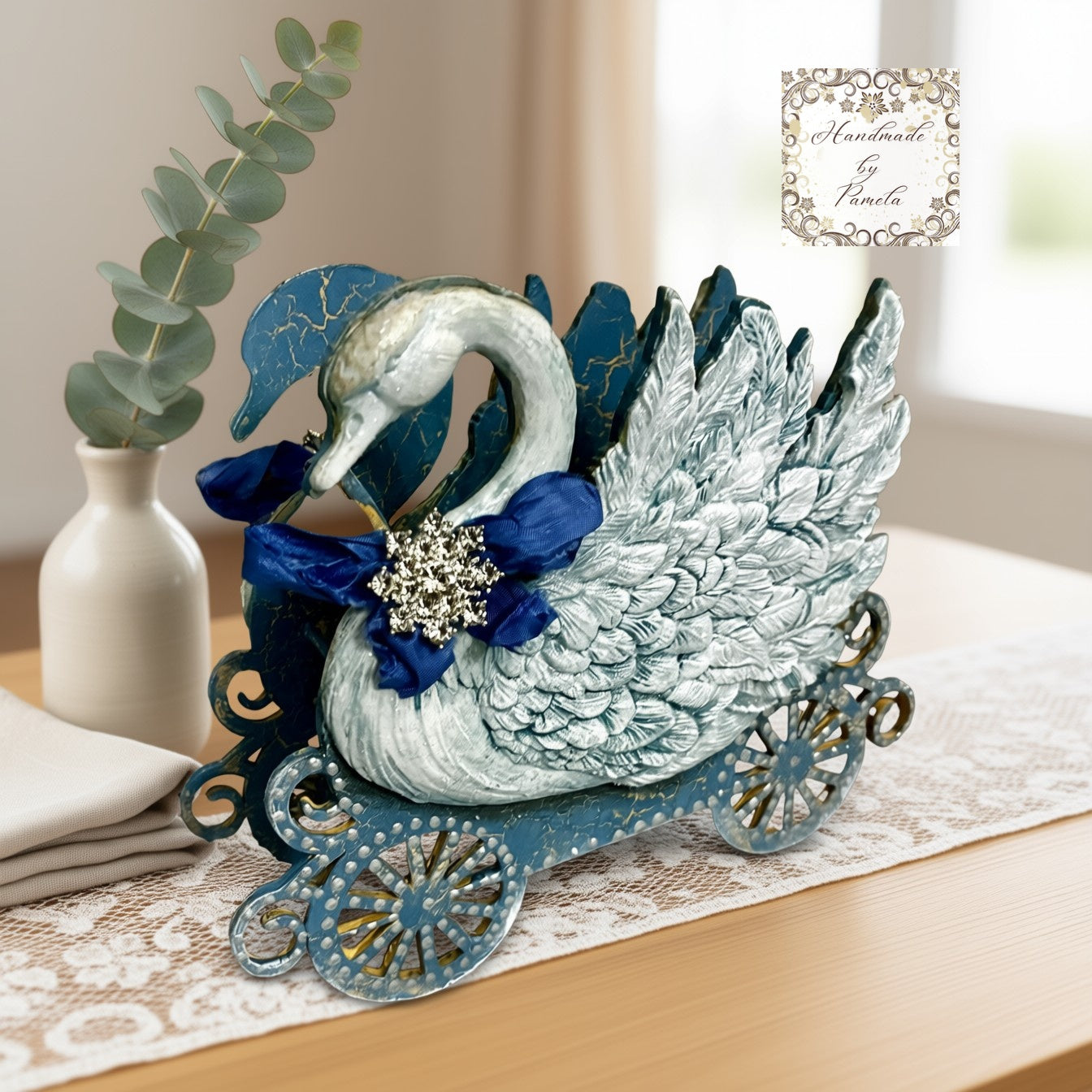 Laser Cut MDF IOD Casting Swan Princess Carriage, Buildable Base for Decoupage, Mixed Media Crafts, Chariot, Blank DIY Art Piece